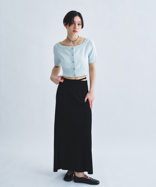 CODE A（コードエー）の「design knit short cardigan（カーディガン/ボレロ・レディース・グレー/ライトブルー/ホワイト・00）」の13枚目の写真