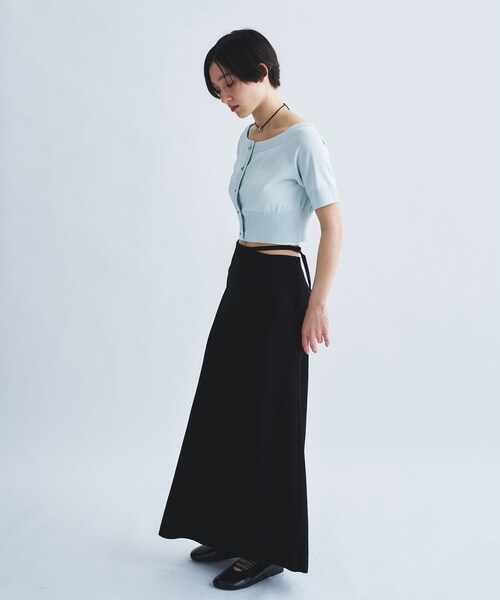 CODE A（コードエー）の「design knit short cardigan（カーディガン/ボレロ・レディース・グレー/ライトブルー/ホワイト・00）」の14枚目の写真