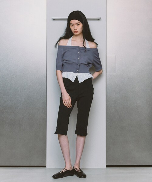 CODE A（コードエー）の「design knit short cardigan（カーディガン/ボレロ・レディース・グレー/ライトブルー/ホワイト・00）」の16枚目の写真