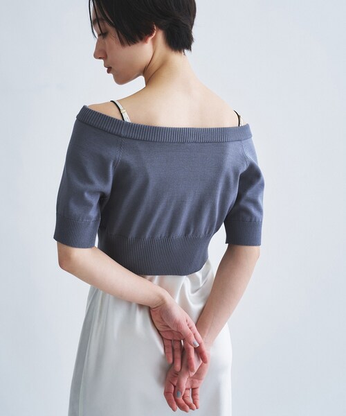 CODE A（コードエー）の「design knit short cardigan（カーディガン/ボレロ・レディース・グレー/ライトブルー/ホワイト・00）」の5枚目の写真
