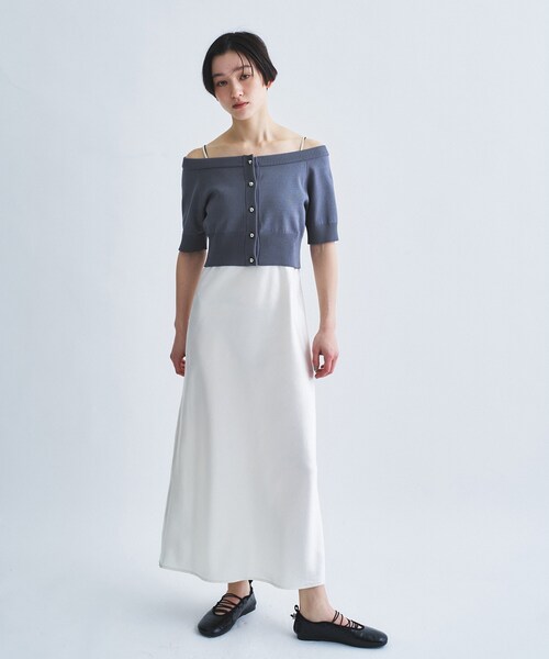 CODE A（コードエー）の「design knit short cardigan（カーディガン/ボレロ・レディース・グレー/ライトブルー/ホワイト・00）」の6枚目の写真
