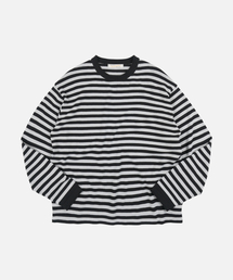 STRIPE KNIT LONG SLEEVE _ BLACK