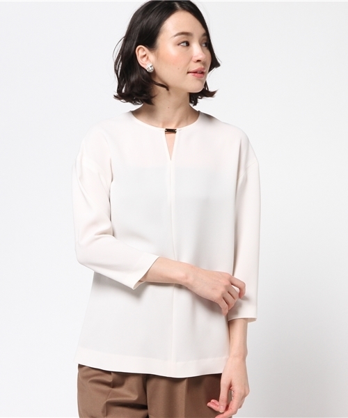 FIGARO Paris（フィガロパリ）の「◇キーネックメタル付きブラウス◆（シャツ/ブラウス・レディース・ブラック/アイボリー・38/36）」の13枚目の写真