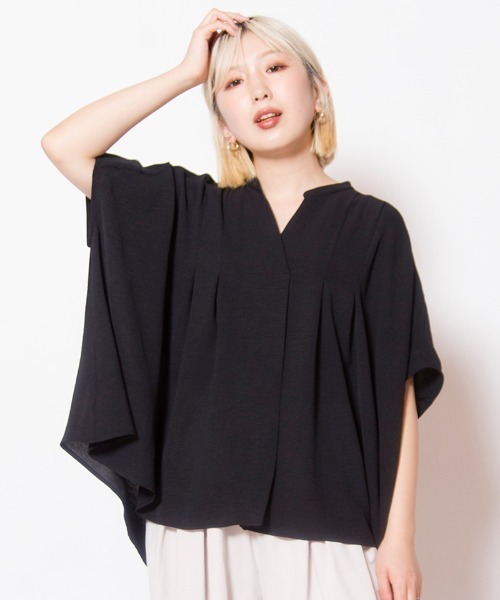 OSMOSIS（オズモーシス）の「バックギャザーワイドブラウス（シャツ/ブラウス・レディース・ブラック/グリーン/ホワイト・ONE SIZE）」の3枚目の写真