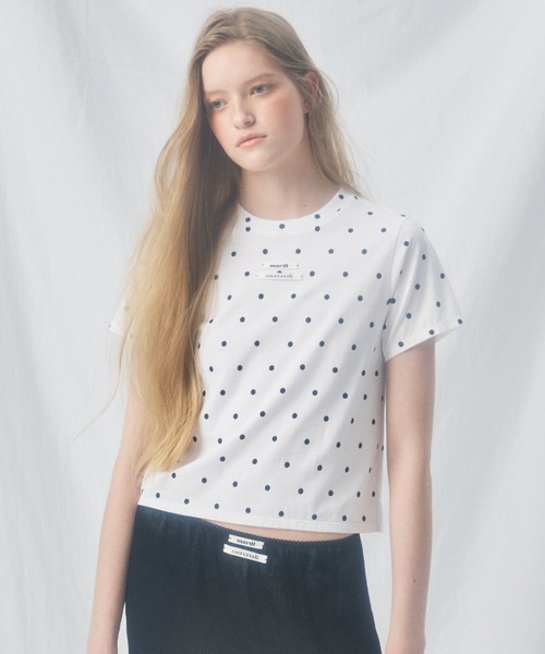 Mardi Mercredi(マルディメクルディ)の「SLIM TSHIRT DOT DOUBLE LABEL / スリム Tシャツ ドット ダブル ラベル(Tシャツ/カットソー・レディース・ホワイト・FREE)」の5枚目の写真