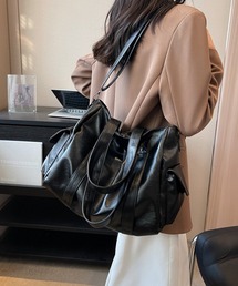 カジュアルPUレザーショルダートートバッグ