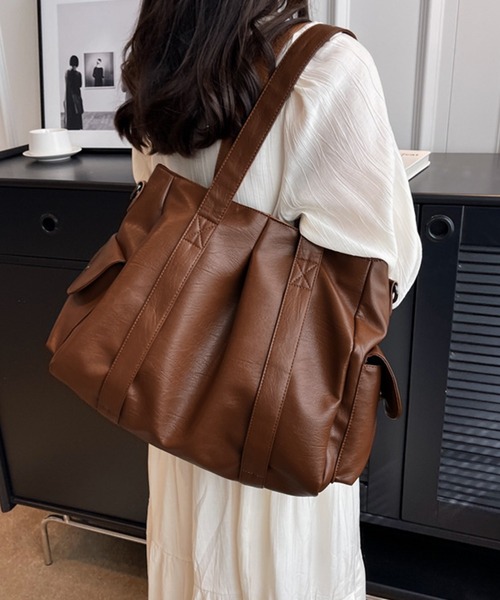 IRADOWL(アイラドール)の「カジュアルPUレザーショルダートートバッグ(トートバッグ・レディース・ブラウン/ブラック/グレイッシュベージュ・FREE)」の21枚目の写真