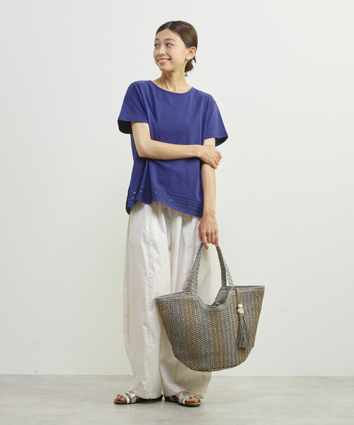 MELROSE claire(メルローズ クレール)の「【雑材ストーンタッセルストライプトート】(トートバッグ・レディース・グレイッシュベージュ/セージグリーン/ベージュ・FREE)」の20枚目の写真