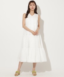 裾タックティアードワンピース