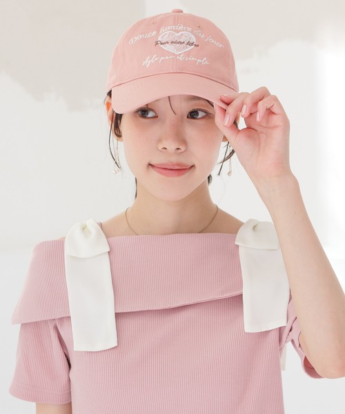 Honeys（ハニーズ）の「ハートレースロゴキャップ（キャップ・レディース・ピンク/ブルー系その他3/ブラック/アイボリー・FREE）」の4枚目の写真