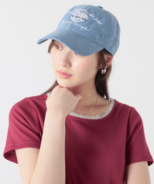 Honeys（ハニーズ）の「ハートレースロゴキャップ（キャップ・レディース・ピンク/ブルー系その他3/ブラック/アイボリー・FREE）」の3枚目の写真