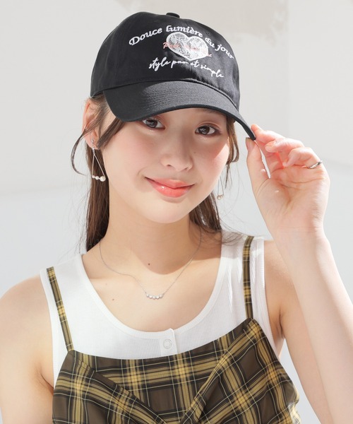 Honeys（ハニーズ）の「ハートレースロゴキャップ（キャップ・レディース・ピンク/ブルー系その他3/ブラック/アイボリー・FREE）」の2枚目の写真