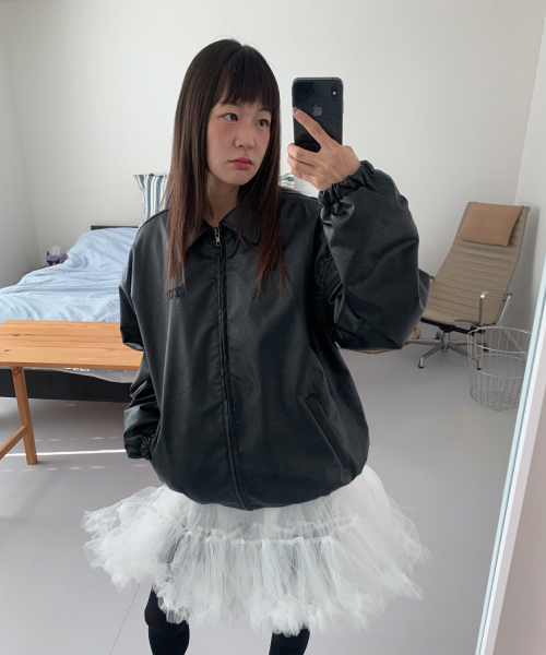 ITZAVIBE(イッザバイブ)の「ITZ MINI LOGO VEGAN LEATHER JACKET(ライダースジャケット・レディース・その他・MEDIUM/LARGE)」の1枚目の写真