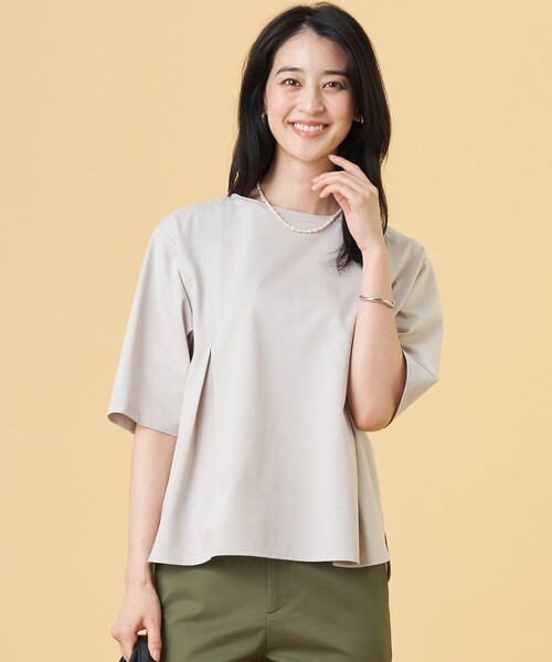 J.PRESS Ladies(J.プレス レディス)の「タイプライターライクジャージー クルーネック カットソー(Tシャツ/カットソー・レディース・ネイビー系/ライトグレー系/ライトグリーン系・SMALL)」の1枚目の写真