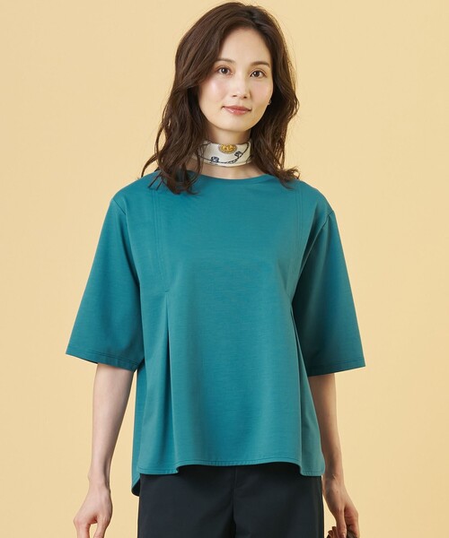 J.PRESS Ladies(J.プレス レディス)の「タイプライターライクジャージー クルーネック カットソー(Tシャツ/カットソー・レディース・ネイビー系/ライトグレー系/ライトグリーン系・SMALL)」の2枚目の写真