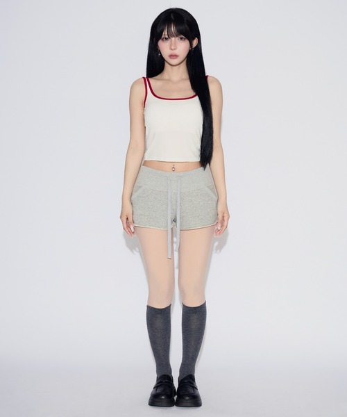 tinkerend(ティンカーエンド)の「Cut-off Sweat Mini Shorts / カットオフスウェットミニショーツ(スウェットパンツ・レディース・カモフラージュ/グレー・1/2)」の9枚目の写真