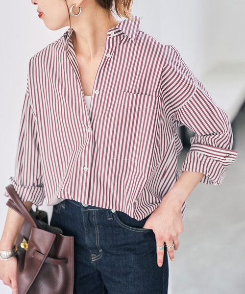 Spick & Span(スピックアンドスパン)の「《WEB限定カラー有り / 追加》50コットンオーバーシャツ(シャツ/ブラウス・レディース・サックスブルー/その他8/その他15/ホワイト/カーキ・FREE)」の5枚目の写真