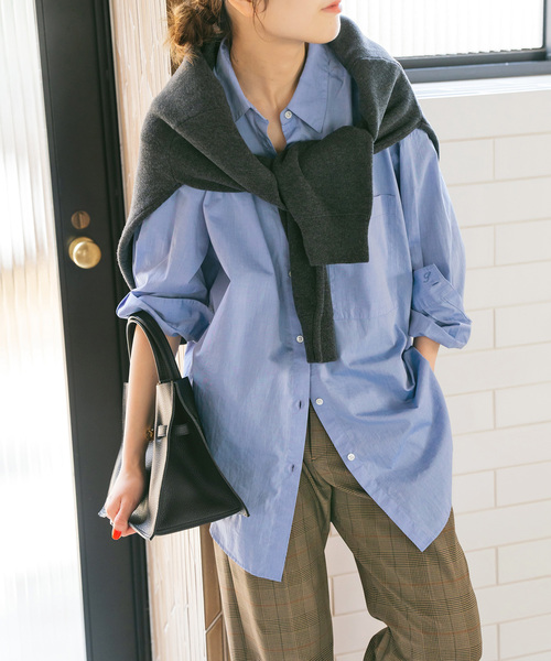 Spick & Span(スピックアンドスパン)の「《WEB限定カラー有り / 追加》50コットンオーバーシャツ(シャツ/ブラウス・レディース・サックスブルー/その他8/その他15/ホワイト/カーキ・FREE)」の3枚目の写真