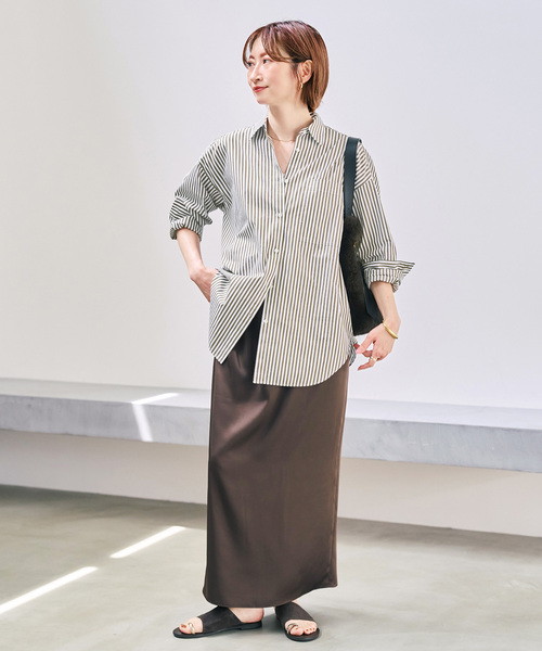 Spick & Span(スピックアンドスパン)の「《WEB限定カラー有り / 追加》50コットンオーバーシャツ(シャツ/ブラウス・レディース・サックスブルー/その他8/その他15/ホワイト/カーキ・FREE)」の10枚目の写真