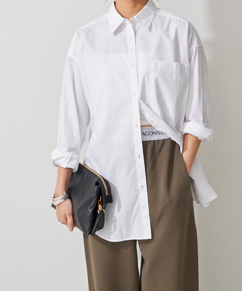 Spick & Span(スピックアンドスパン)の「《WEB限定カラー有り / 追加》50コットンオーバーシャツ(シャツ/ブラウス・レディース・サックスブルー/その他8/その他15/ホワイト/カーキ・FREE)」の12枚目の写真