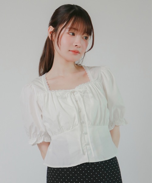 mic by Olu.(ミックバイオルドット)の「< ZOZOTOWN限定 >パフリボンブラウス(シャツ/ブラウス・レディース・ベビーピンク/ライトブルー/ホワイト・FREE)」の2枚目の写真