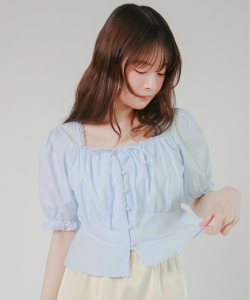 mic by Olu.(ミックバイオルドット)の「< ZOZOTOWN限定 >パフリボンブラウス(シャツ/ブラウス・レディース・ベビーピンク/ライトブルー/ホワイト・FREE)」の10枚目の写真