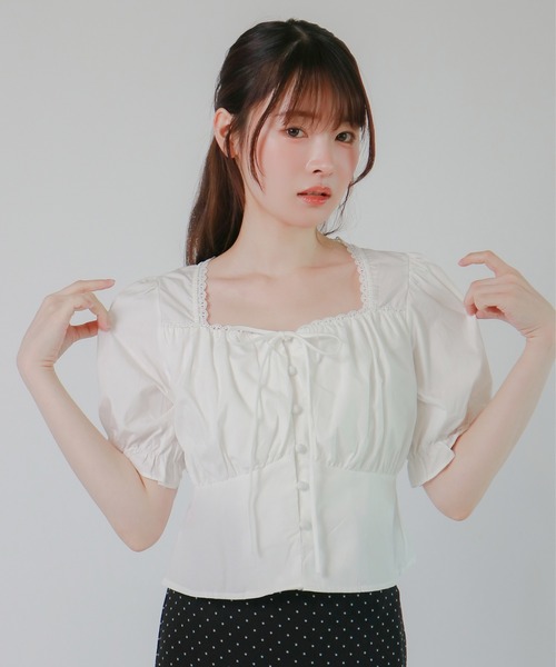 mic by Olu.(ミックバイオルドット)の「< ZOZOTOWN限定 >パフリボンブラウス(シャツ/ブラウス・レディース・ベビーピンク/ライトブルー/ホワイト・FREE)」の4枚目の写真