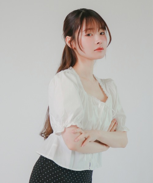 mic by Olu.(ミックバイオルドット)の「< ZOZOTOWN限定 >パフリボンブラウス(シャツ/ブラウス・レディース・ベビーピンク/ライトブルー/ホワイト・FREE)」の5枚目の写真