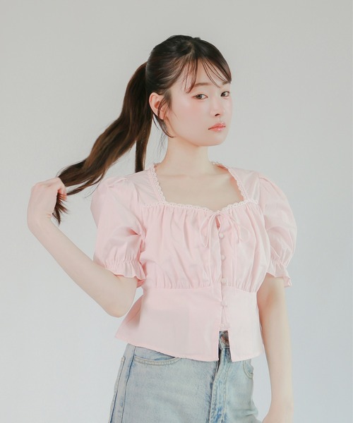 mic by Olu.(ミックバイオルドット)の「< ZOZOTOWN限定 >パフリボンブラウス(シャツ/ブラウス・レディース・ベビーピンク/ライトブルー/ホワイト・FREE)」の14枚目の写真