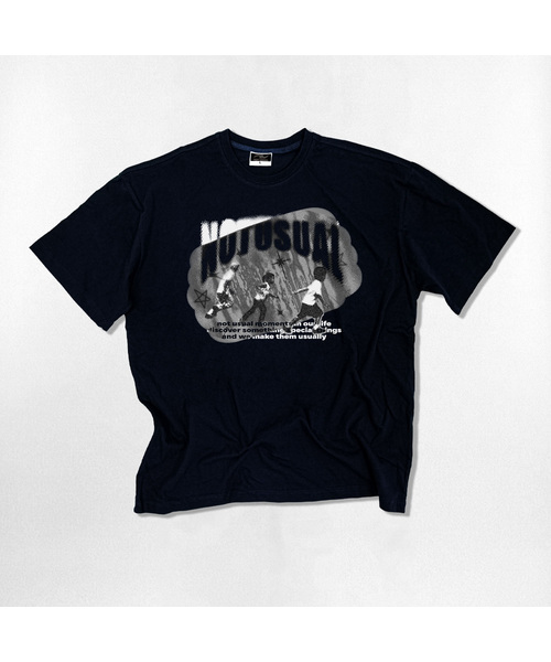 NOTUSUAL(ノットユージュアル)の「NUSLユース オーバーサイズ 半袖Tシャツ 4カラー(Tシャツ/カットソー・レディース・ブラック/ネイビー/ライトグレー/ホワイト・LARGE/MEDIUM/X-LARGE/SMALL)」の4枚目の写真