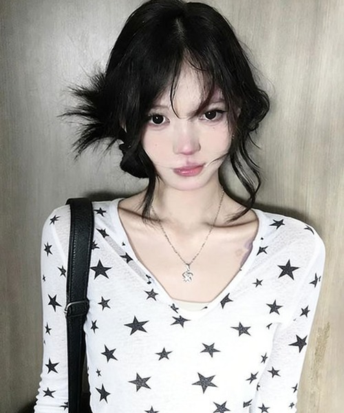 AsheKsha(アシクシャ)の「スター総柄フード付き薄手長袖トップス(Tシャツ/カットソー・レディース・ホワイト・M)」の13枚目の写真