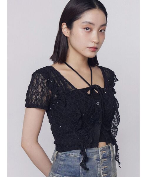 EMODA(エモダ)の「ラッフルカットツインセット(Tシャツ/カットソー・レディース・グレー/ホワイト/ブラック・FREE)」の13枚目の写真