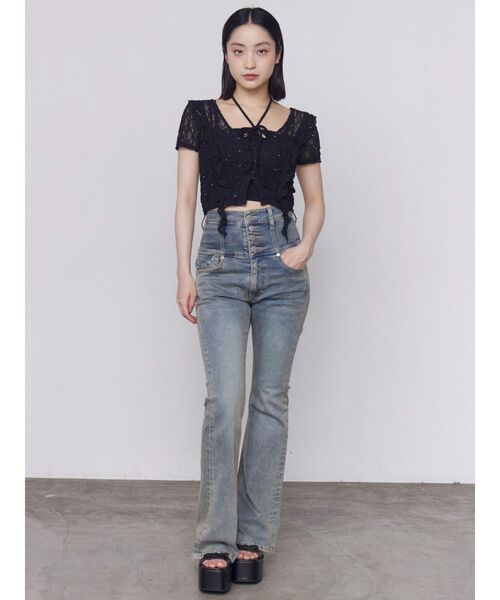 EMODA(エモダ)の「ラッフルカットツインセット(Tシャツ/カットソー・レディース・グレー/ホワイト/ブラック・FREE)」の15枚目の写真