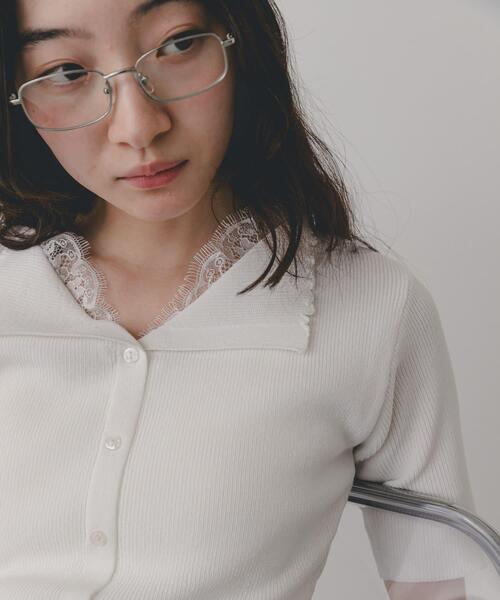 SENSE OF PLACE by URBAN RESEARCH(センスオブプレイスバイアーバンリサーチ)の「『洗濯可』レースレイヤードニットカーディガン(ニット/セーター・レディース・アイボリー/ブラック/グレー・ONE)」の16枚目の写真