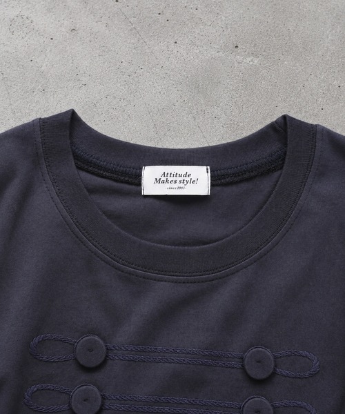 SPINNS(スピンズ)の「半袖Tシャツ/ナポレオンボタン/韓国ガーリー(Tシャツ/カットソー・レディース・ネイビー/ミント・ONESIZE)」の10枚目の写真