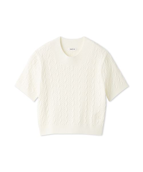 FRAY I.D(フレイアイディー)の「【ウォッシャブル】ハーフスリーブケーブルニットトップ(ニット/セーター・レディース・ベージュ/グレー/ホワイト/レッド・F)」の18枚目の写真
