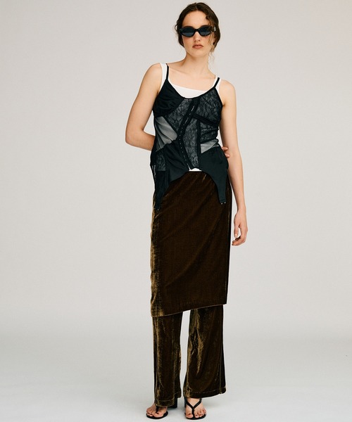 PRANK PROJECT(プランクプロジェクト)の「【2026Autumn Pre-Order】レイヤードベロアパンツ / Layered Velour Pants(その他パンツ・レディース・カーキ/ネイビー・38/36)」の3枚目の写真