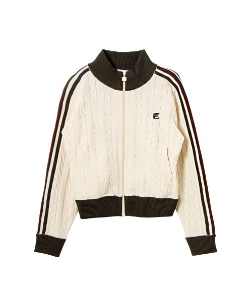 FILA（フィラ）の「CABLE KNIT TRACK TOP / ケーブルニット　トラックトップ（その他トップス・レディース・ネイビー/オフホワイト/ブラウン・L/XL/M）」の2枚目の写真