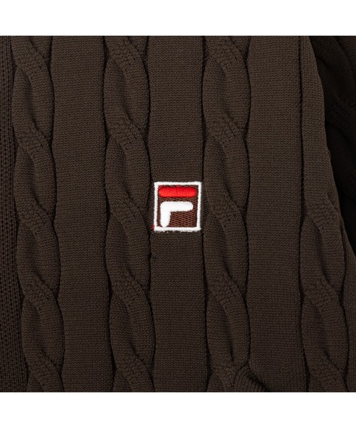 FILA（フィラ）の「CABLE KNIT TRACK TOP / ケーブルニット　トラックトップ（その他トップス・レディース・ネイビー/オフホワイト/ブラウン・L/XL/M）」の5枚目の写真