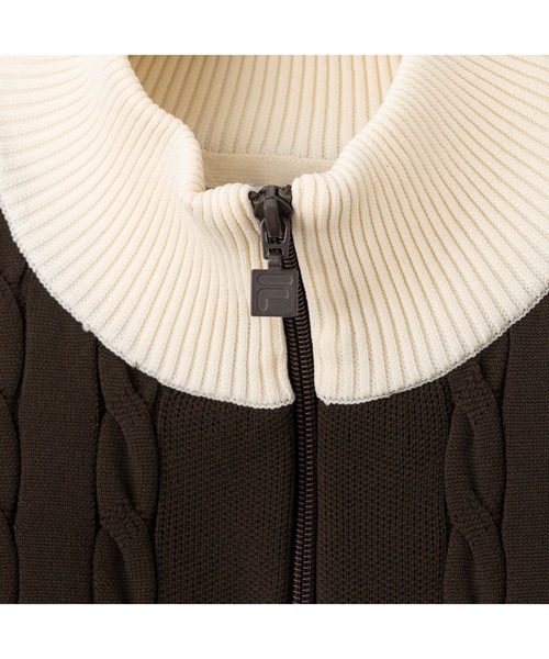 FILA（フィラ）の「CABLE KNIT TRACK TOP / ケーブルニット　トラックトップ（その他トップス・レディース・ネイビー/オフホワイト/ブラウン・L/XL/M）」の6枚目の写真