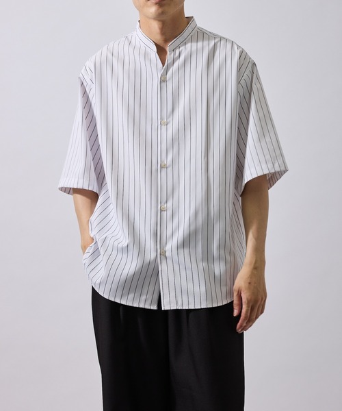 LE CERCLE par rope'（ルセルクルパーロペ）の「スキッパーバンドカラーストライプシャツ（シャツ/ブラウス・メンズ・ホワイト/ブラック・LL/L/M）」の15枚目の写真