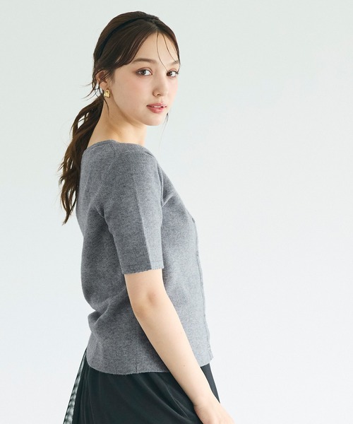 coca(coca)(コカ)の「スカラップリブカーディガン(カーディガン/ボレロ・レディース・ダークブラウン/グレー・L/M/S)」の4枚目の写真