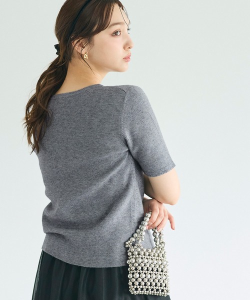 coca(coca)(コカ)の「スカラップリブカーディガン(カーディガン/ボレロ・レディース・ダークブラウン/グレー・L/M/S)」の6枚目の写真