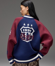 PATCH AND JACQUARD STADIUM KNIT JACKET