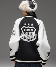 PATCH AND JACQUARD STADIUM KNIT JACKET