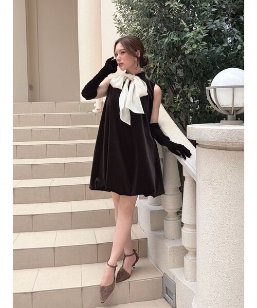 LAGUNAMOON(ラグナムーン)の「LADYベロアバルーンニミワンピース(ワンピース・レディース・レッド/ブラック・MEDIUM/SMALL)」の2枚目の写真
