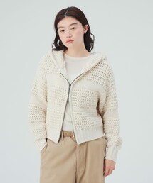 ボーダー ニット フーディー
