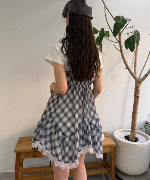 w closet(ダブルクローゼット)の「シアーチェックミニキャミOP(シャツ/ブラウス・レディース・ブラック/ブルー/ピンク・FREE)」の20枚目の写真