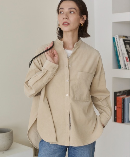 ANGIE(アンジー)の「オーバーサイズ コーデュロイ バンドカラーシャツ / 長袖 / 秋服(シャツ/ブラウス・レディース・アイボリー/ダークブラウン/ブラック・FREE)」の9枚目の写真