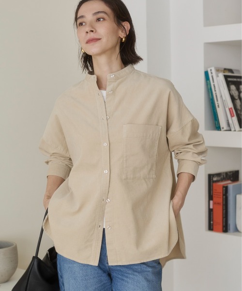 ANGIE(アンジー)の「オーバーサイズ コーデュロイ バンドカラーシャツ / 長袖 / 秋服(シャツ/ブラウス・レディース・アイボリー/ダークブラウン/ブラック・FREE)」の7枚目の写真
